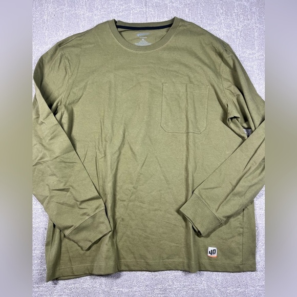 Duluth Trading 40 Grit Pocket Long Sleeve Mens XL Cotton Olive Green Basic Shirt - Picture 1 of 5
